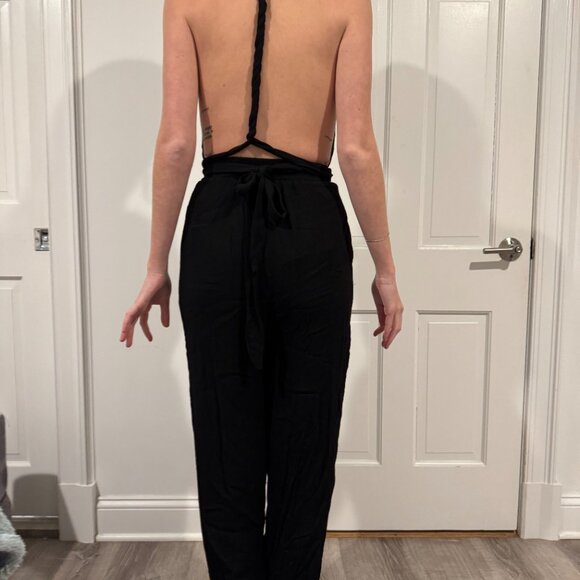 LULU's low Cut Black Romper - Picture 4 of 8